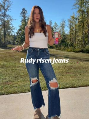 TikTok post by @amandabbuckley for Wild Oak Boutique. Caption reads: [...] about these Rudy risen jeans from @Wild Oak....
