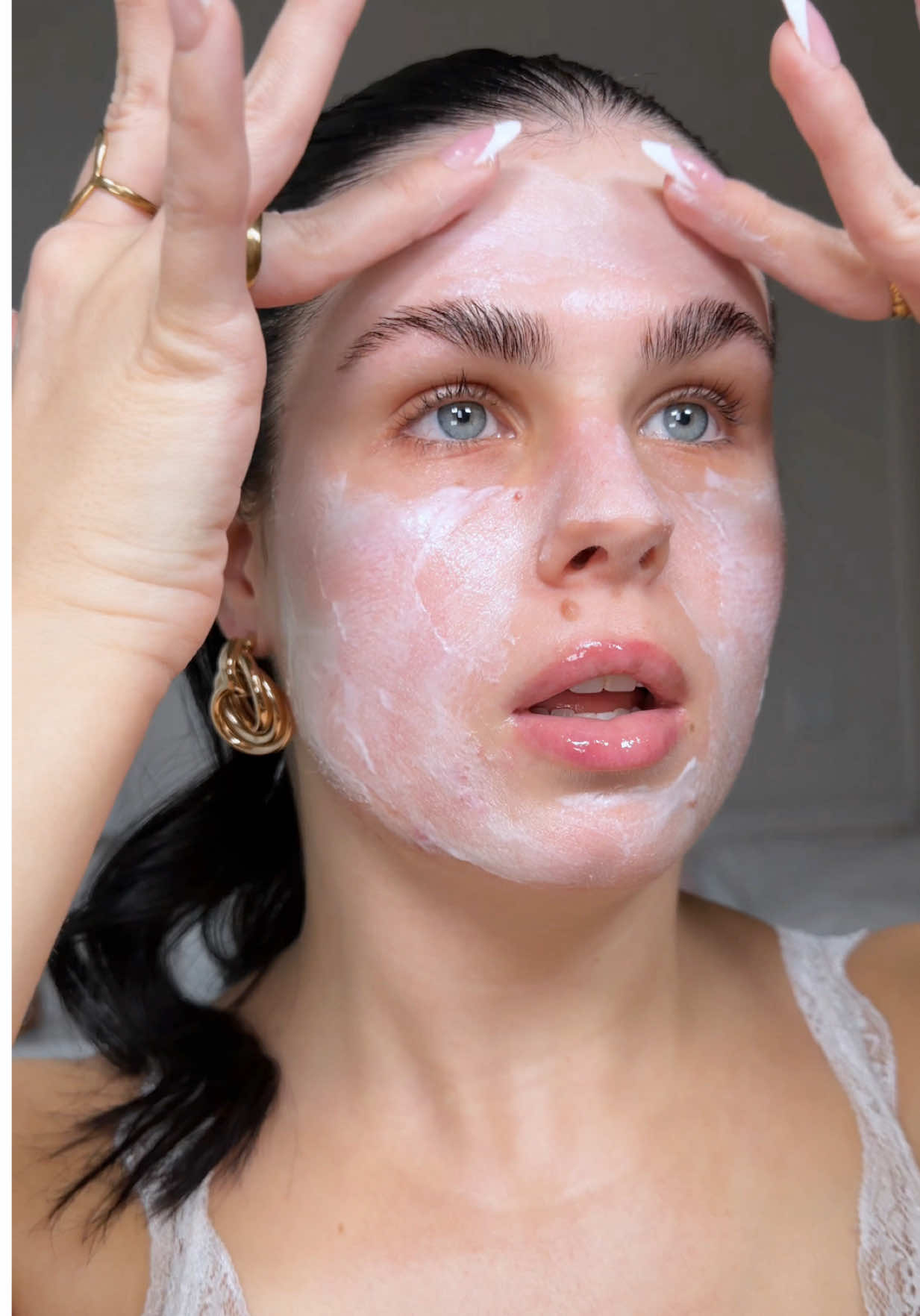 TikTok post by @abigailcanfieldd for COSRX. Caption reads: [...] got to try the PDRN Exosome Mask from @COSRX....