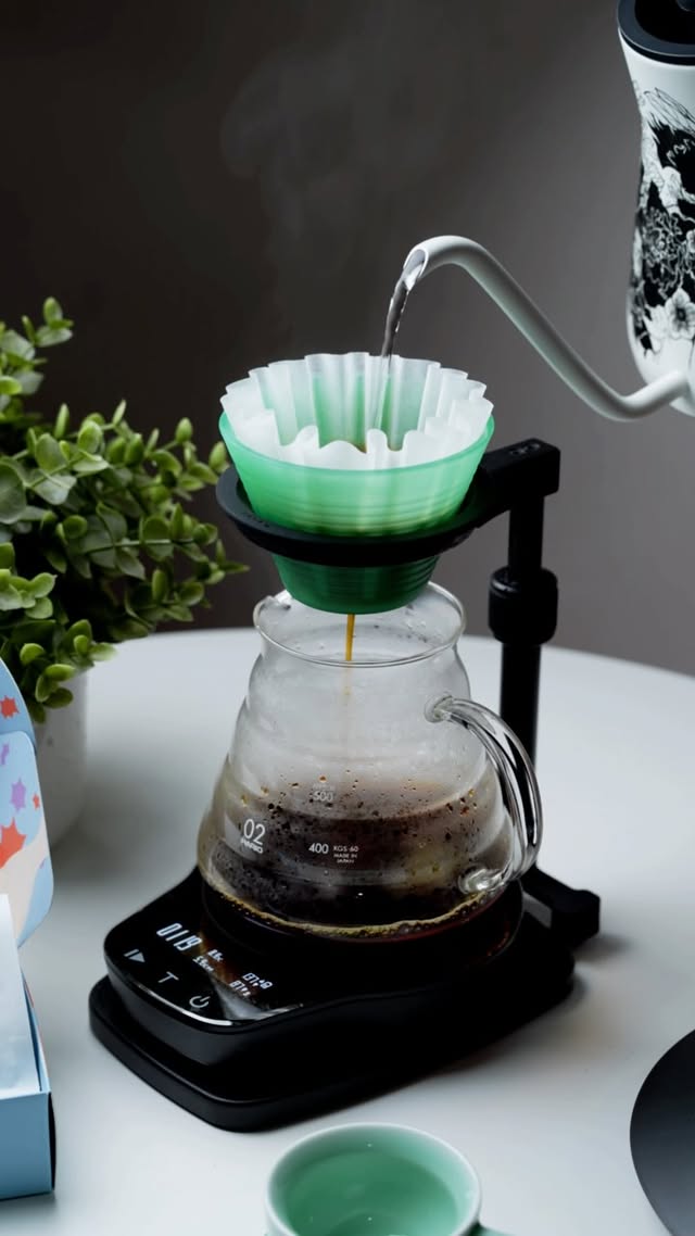 Instagram post by @dripcoffeehaus for HARIO. Caption reads: Traditional Colombian Gesha from....