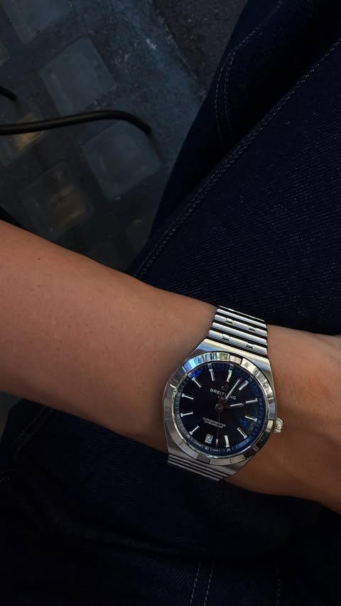 Instagram post by @marimiqadzze for Breitling. Caption reads: [...] and running everywhere in between @breitling....