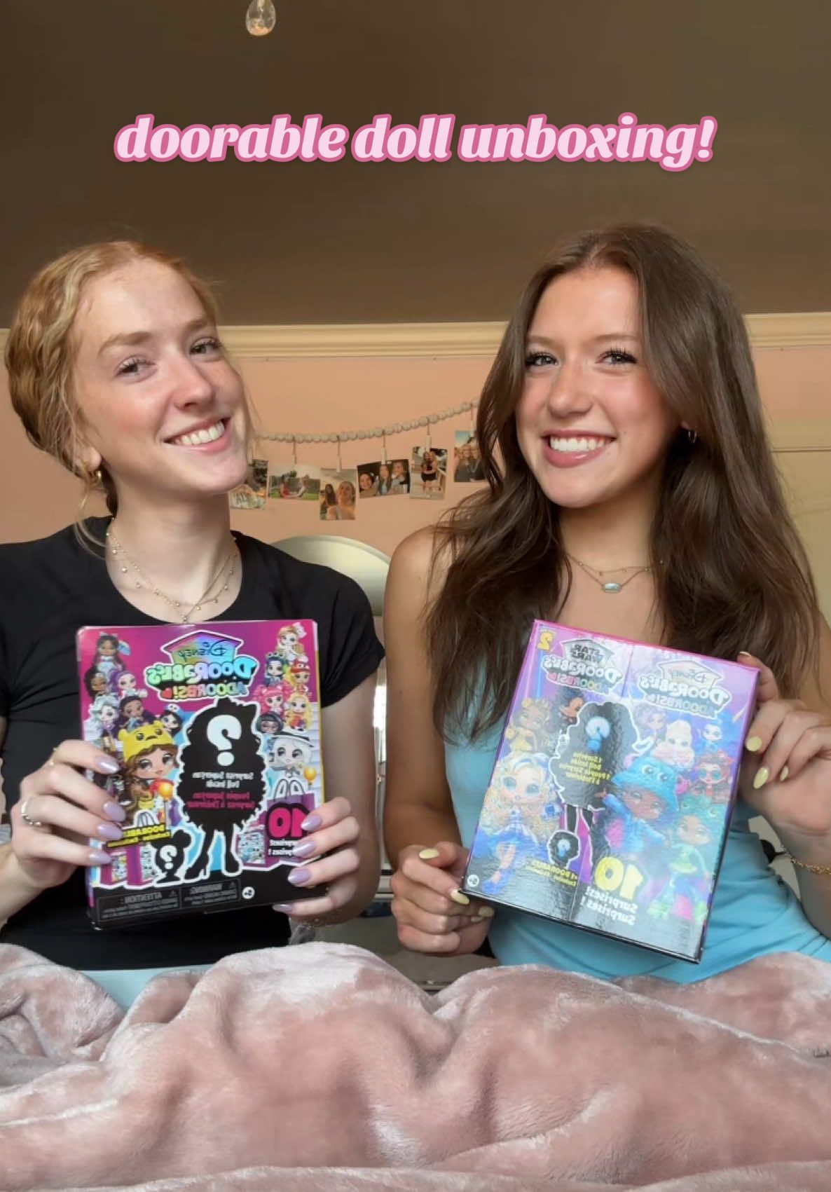 TikTok post by @soph_and_audrey for Disney Doorables. Caption reads: one of our favorites to open!!🤗 #unboxing....