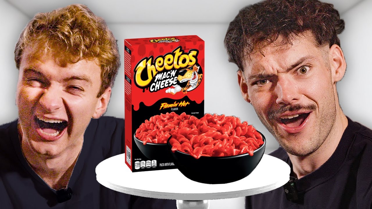 YouTube post by @JamesMarriott for Cool Shirtz. Caption reads: British Men Try Banned American Snacks.