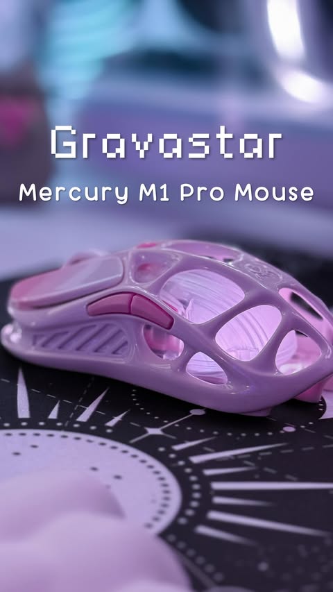 Instagram post by @mochiflurry for GravaStar. Caption reads: [...] the most prettiest mouse 🥹🌸

The Gravastar....