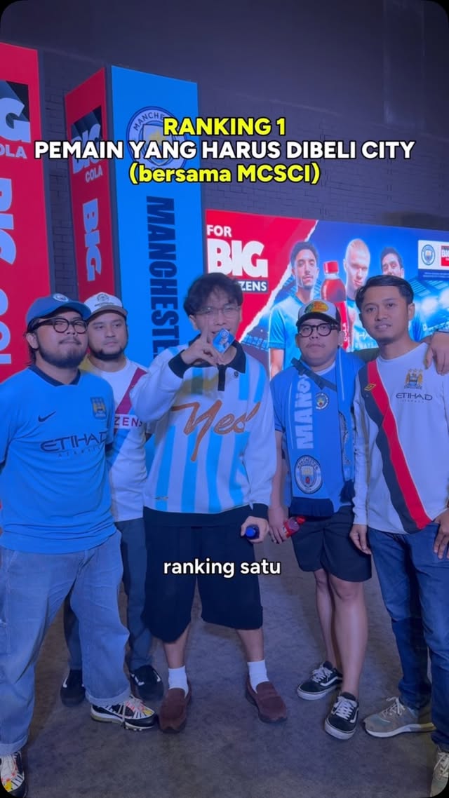 Instagram post by @andreasprasetya for Manchester City. Caption reads: [...] Ranking 1 Pemain yang Harus Dibeli....