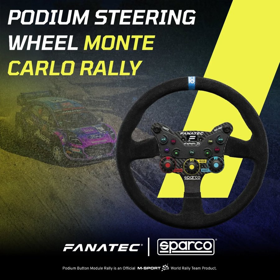 Instagram post by @sparcogaming for Fanatec. Caption reads: [...] between @‌sparco_official and Fanatec. It....