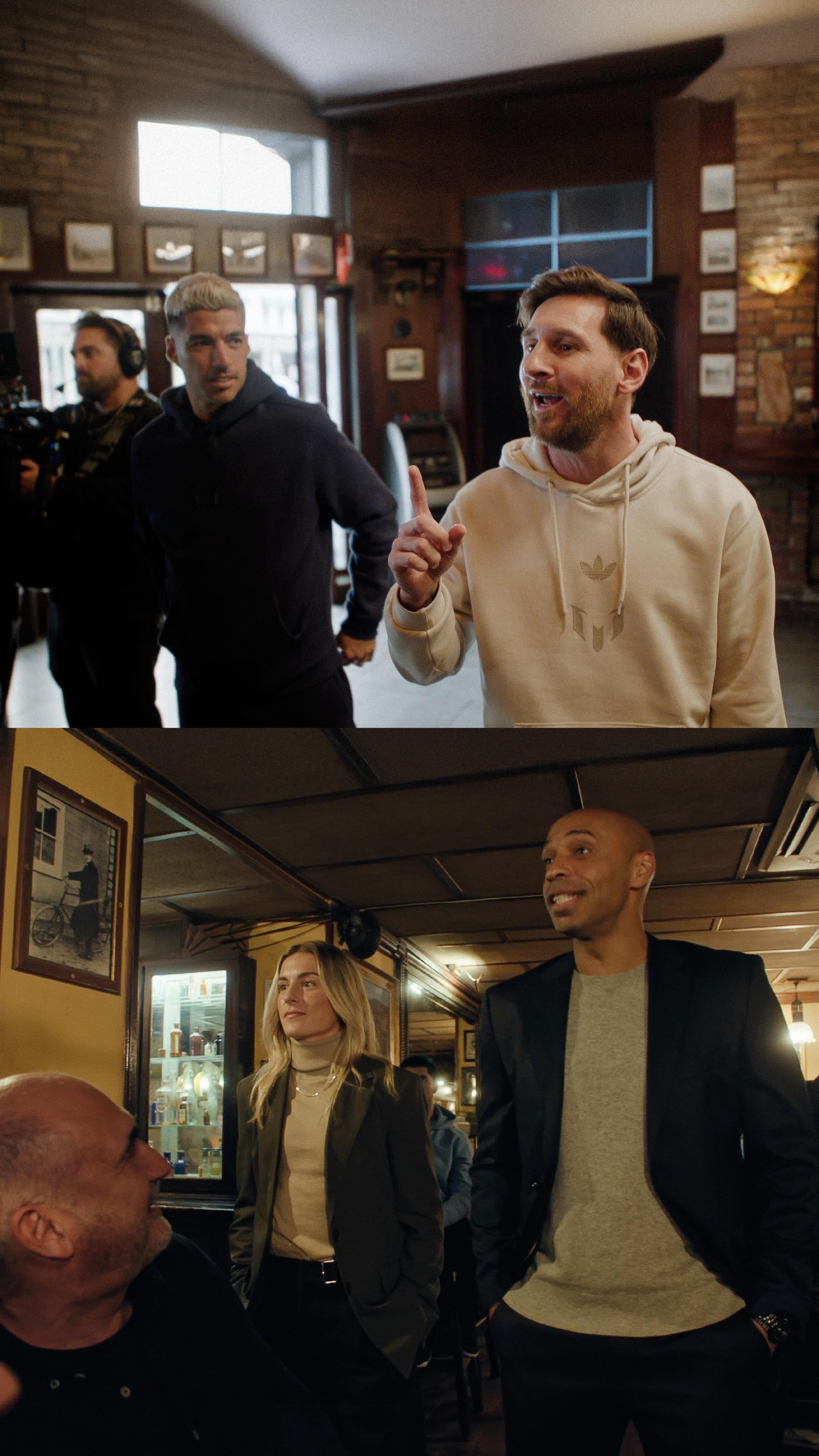 Instagram post by @leomessi for Lay's. Caption reads: Four footballers looking for a bar…
but not just....