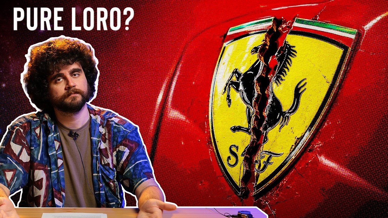 YouTube post by @GioPizzi for TM Trade. Caption reads: Is Ferrari also going bankrupt?.