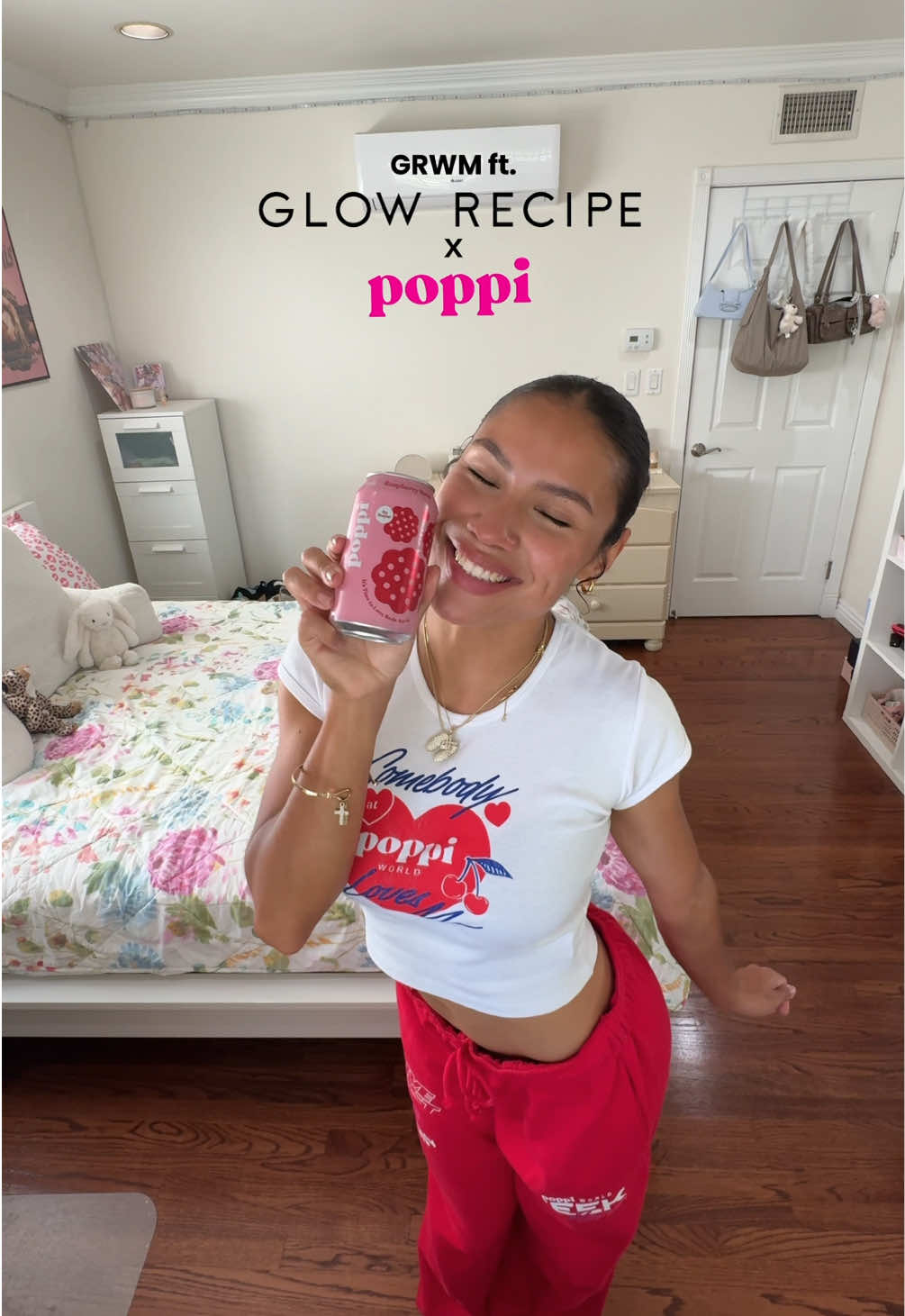 TikTok post by @mayaaelena4 for Poppi. Caption reads: grwm using my fav blush and poppi flavor ! 🫧🩷....