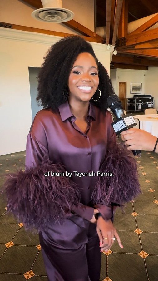 Instagram post by @teyonahparris for Adweek. Caption reads: Actress @teyonahparris launched her natural hair....