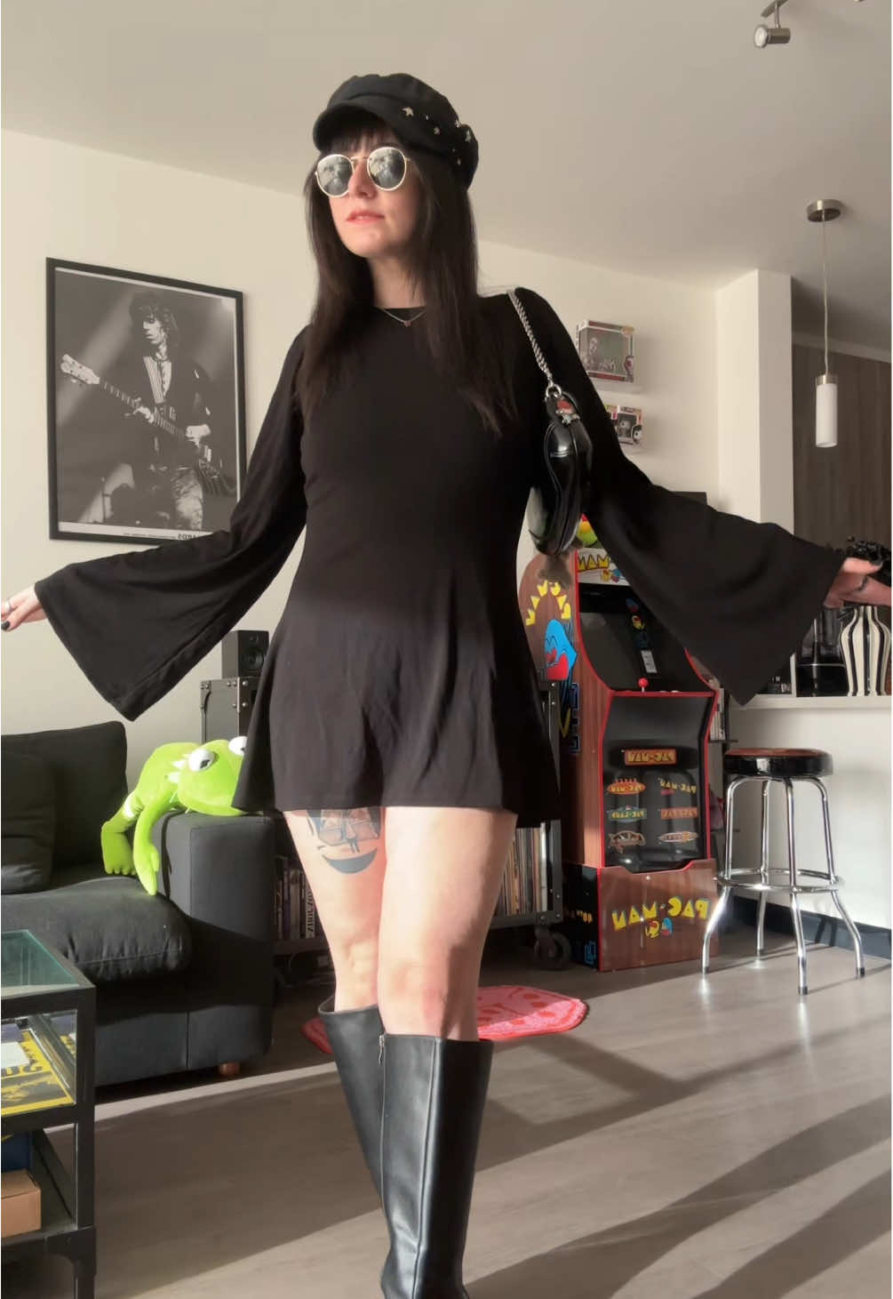 TikTok post by @thelexieskye for Foxblood. Caption reads: [...] 70s gothy dream dress 🥹🖤⛓️ from @Foxblood....