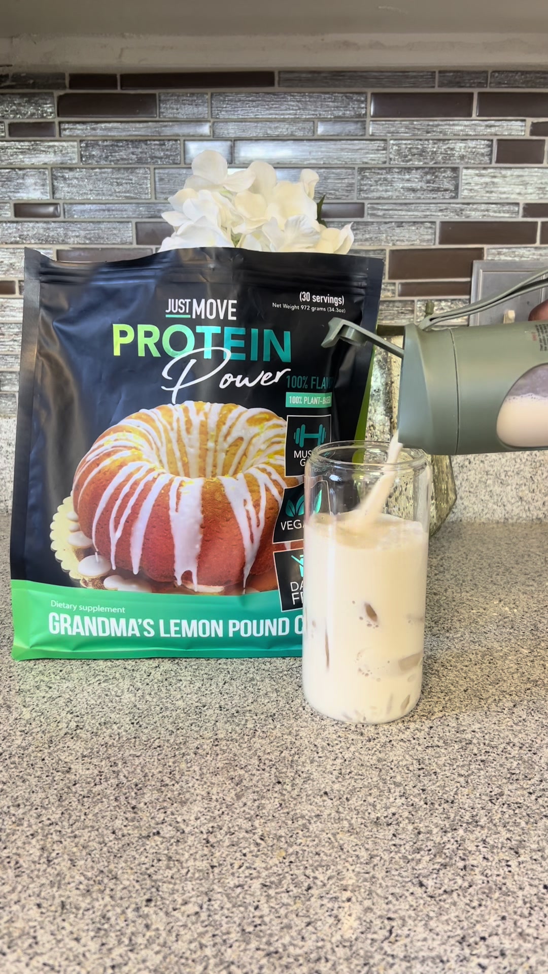 TikTok post by @teeonsavings for Just Move Supplements. Caption reads: The Lemon Pound Cake from @Just Move Supplements....