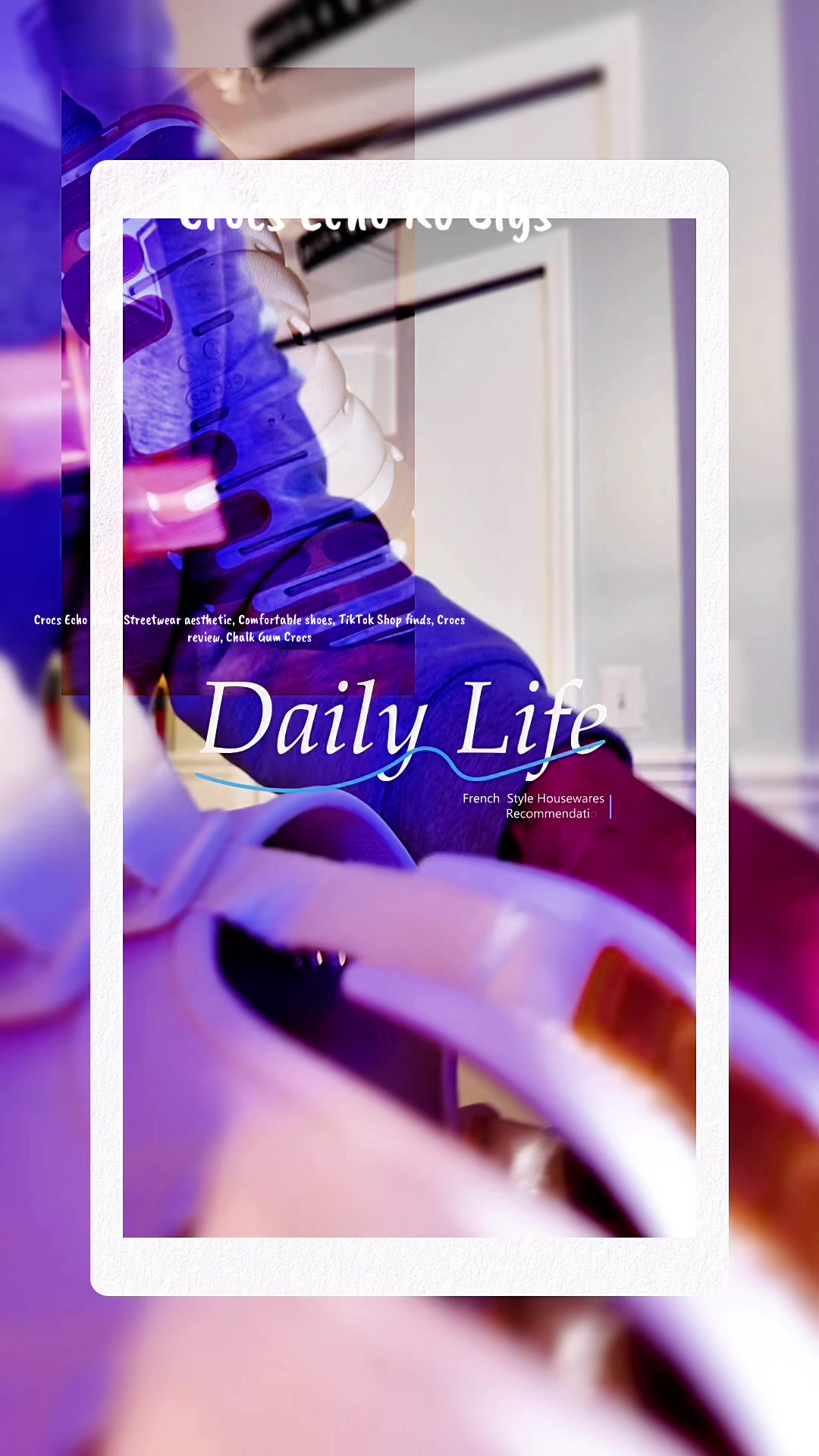 TikTok post by @livinglife.experiences for Crocs. Caption reads: Crocs Echo Ro Clogs Upgrade your footwear game....