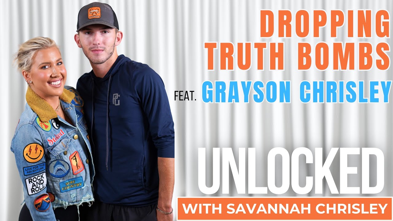 YouTube post by @SavannahChrisleyUNLOCKED for Progressive. Caption reads: Dropping Truth Bombs (feat. Grayson Chrisley) |....