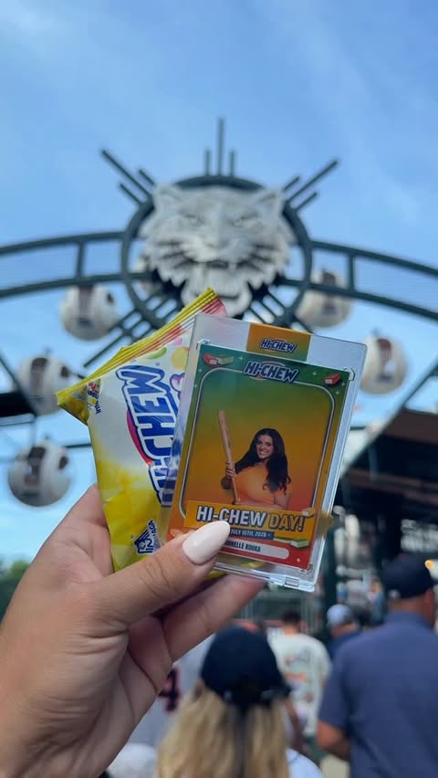 Instagram post by @minnellek for HI-CHEW. Caption reads: @hichewusa is bringing the sweetness to @tigers....