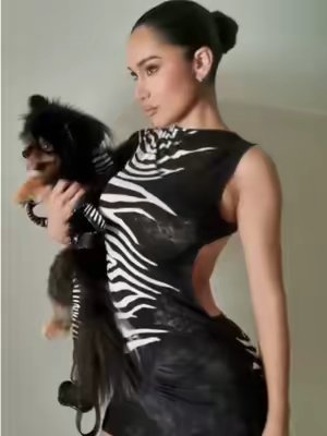 TikTok post by @janetguzman_ for I AM GIA. Caption reads: @I.AM.GIA 🦓 #fyp #dress.