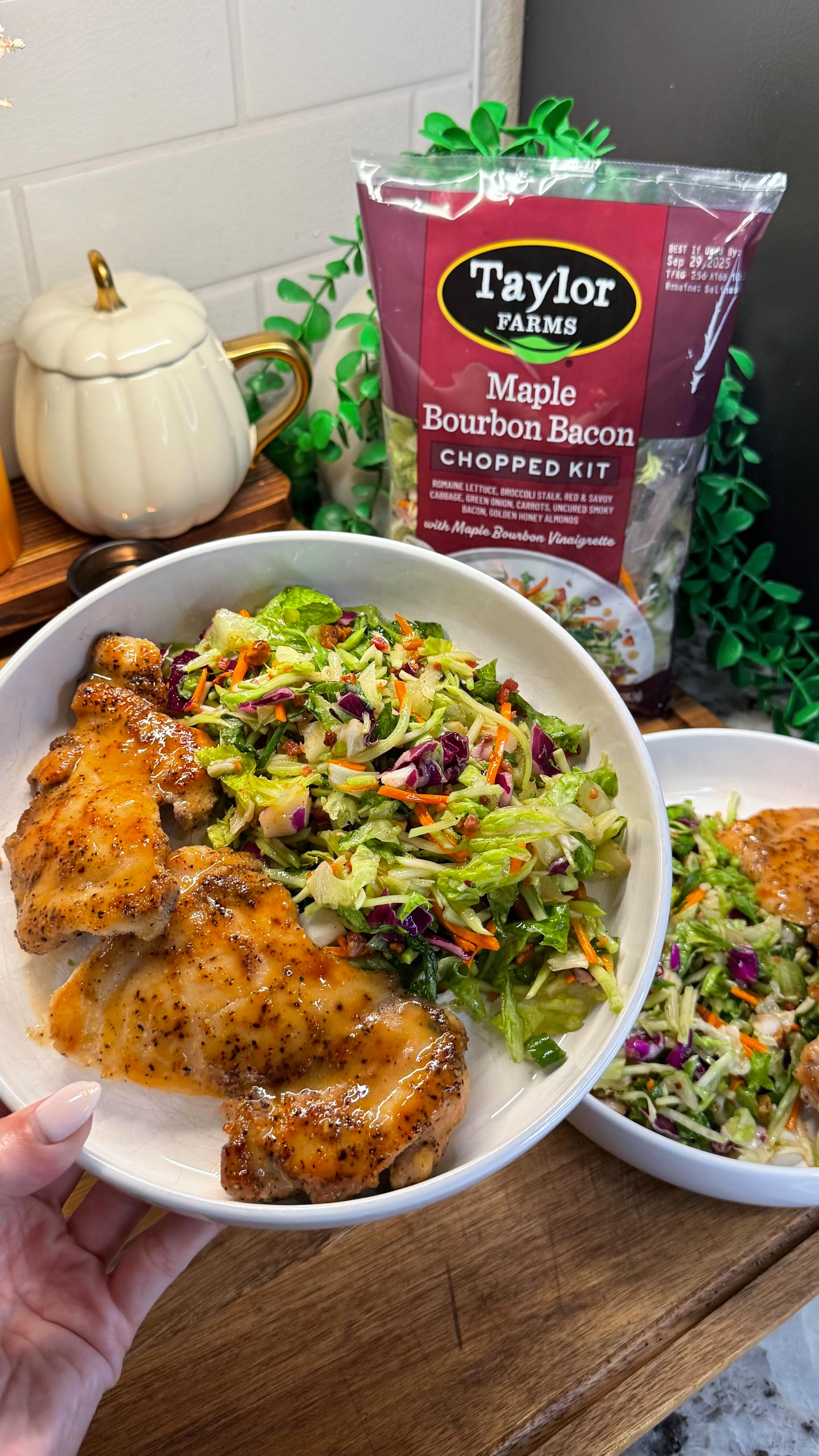 Instagram post by @cookwithauds for Taylor Farms. Caption reads: weeknight meals made easy thanks to....