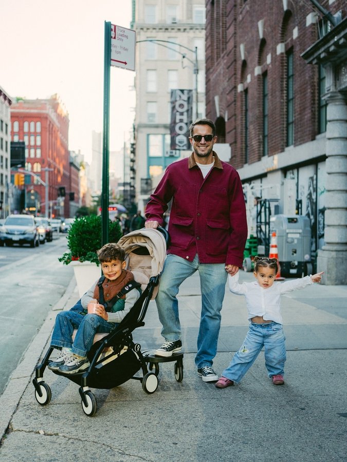 Instagram post by @brendanfallis for Stokke. Caption reads: Our Sundays are for exploring and connecting while....