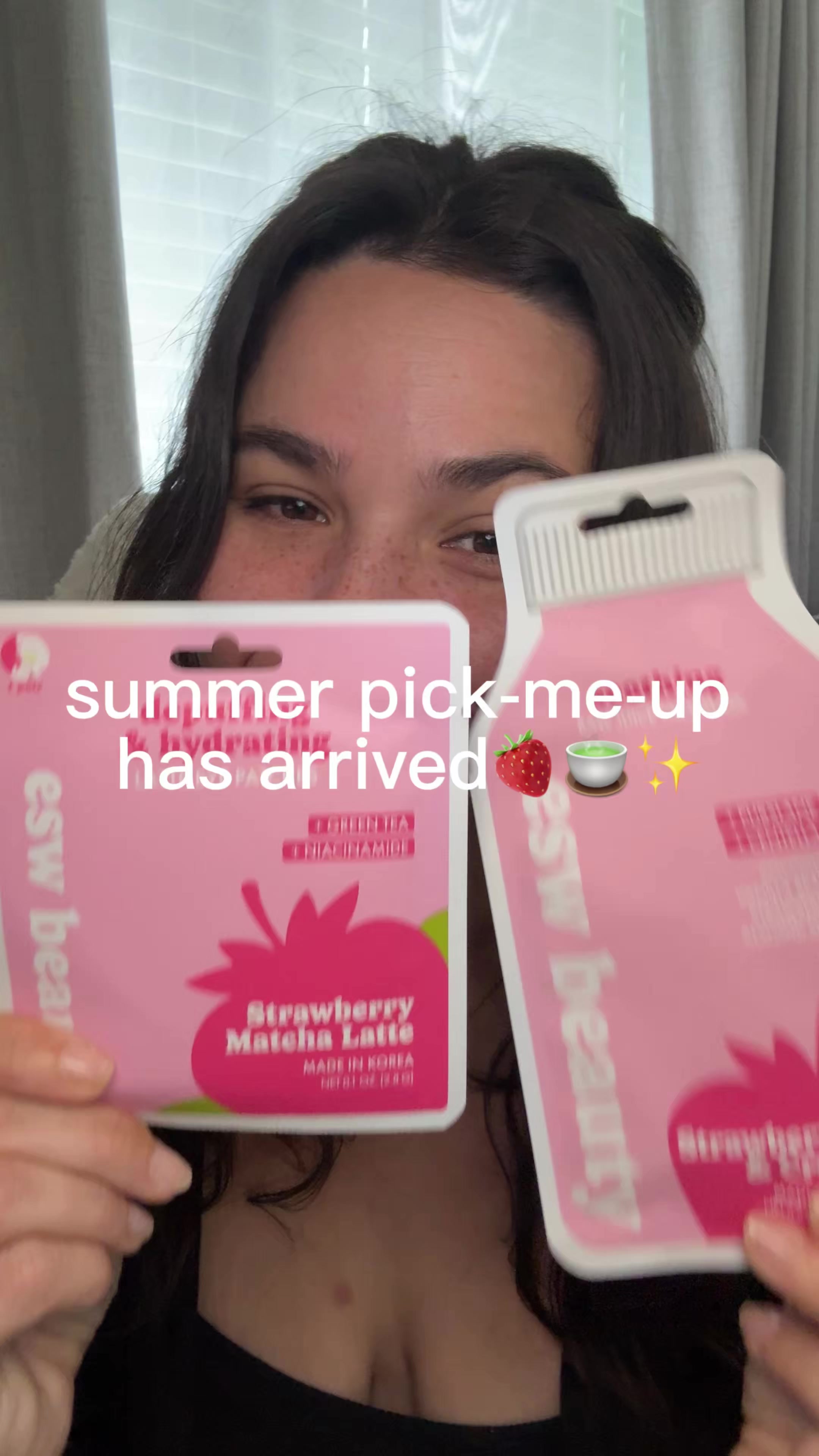 TikTok post by @calientecake for ESW Beauty. Caption reads: [...] my summer self-care routine! ☀️🍓🍵✨ @ESW....