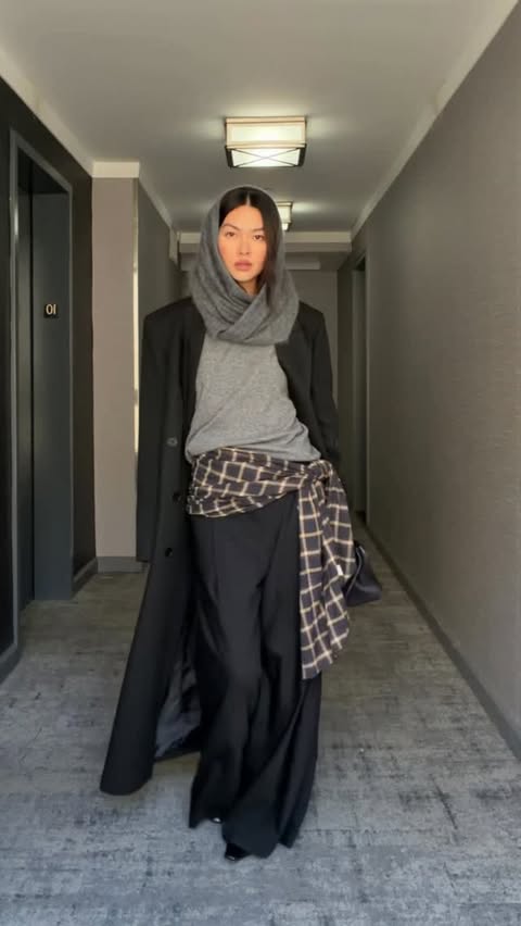 Instagram post by @mimixn for The Row. Caption reads: Freezing Friyayyyy @thefrankieshop coat, @madewell....