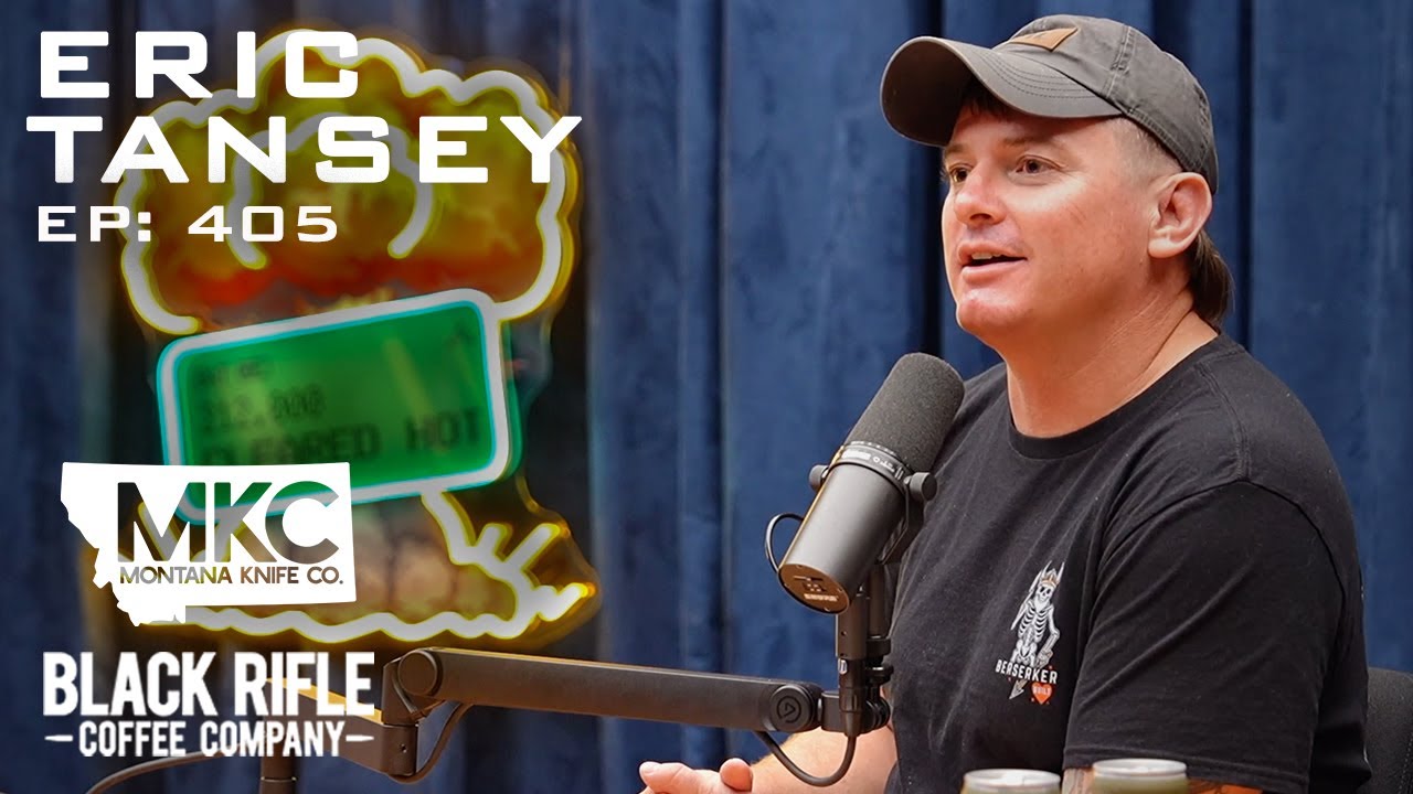 YouTube post by @ClearedHotPodcast for Montana Knife Company. Caption reads: Episode 405 - Eric Tansey - Police Officer and....