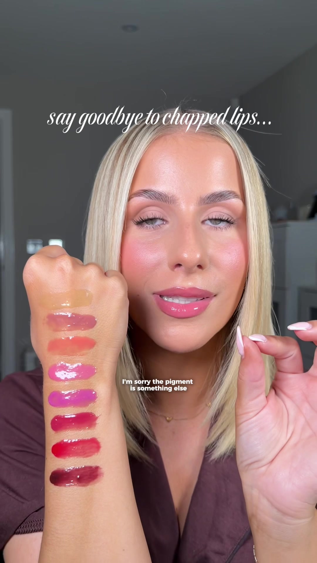 TikTok post by @romymorris.x for nyxcosmetics_uk. Caption reads: [...] at the shine AND pigment @nyxcosmetics_uk....
