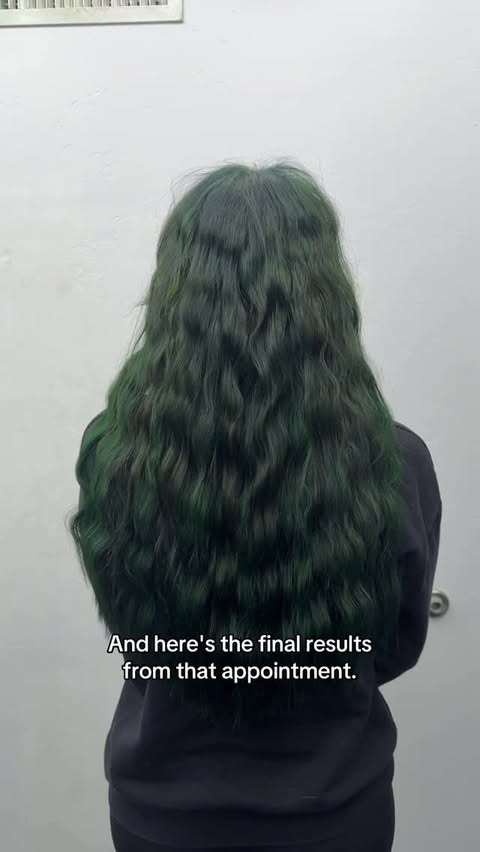 Instagram post by @matthewwhair for Lunar Tides Hair. Caption reads: Red to GREEN?😭😭 
Luckily I had @swevensoasis as....