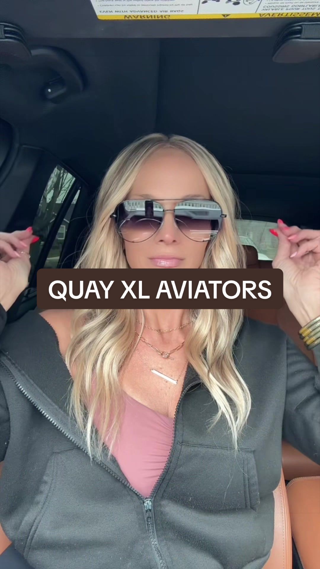 TikTok post by @jillnicole1111 for QUAY. Caption reads: [...] key extra large in black fade #quay....