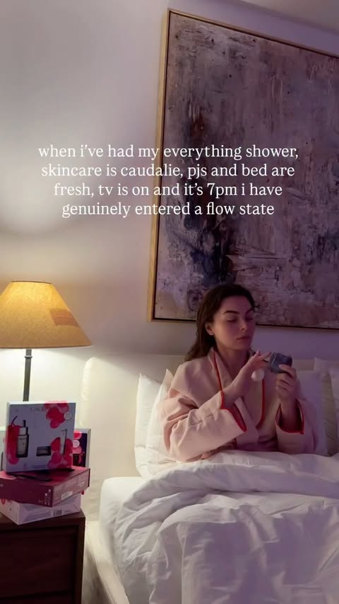 Instagram post by @allegrashaw for Caudalie. Caption reads: my favourite way to get skincare is holiday gift....