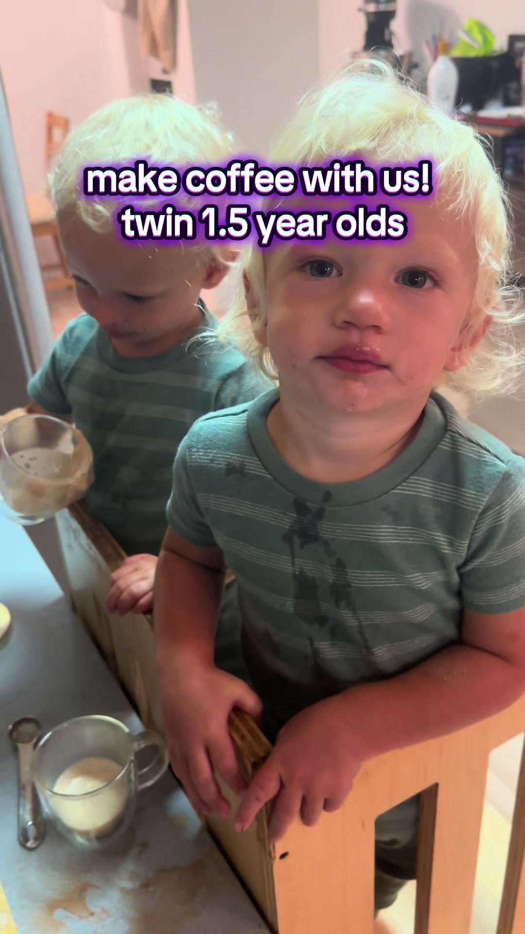 TikTok post by @sophandthetwins for Kiid Coffee. Caption reads: our morning routine just got more fun! @kiidcoffee....