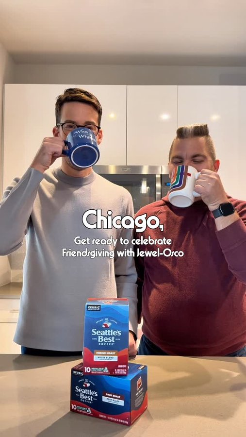 Instagram post by @mrsouthloop for Jewel-Osco. Caption reads: [...] @seattlesbestcoffee is available at....