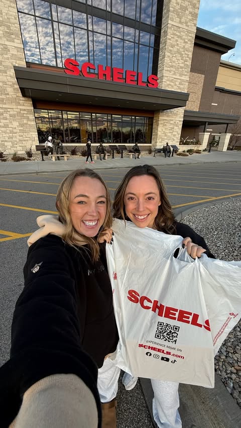 Instagram post by @minnyhustlers for SCHEELS. Caption reads: [...] the chaos 🎁

We’re obsessed with Scheels....
