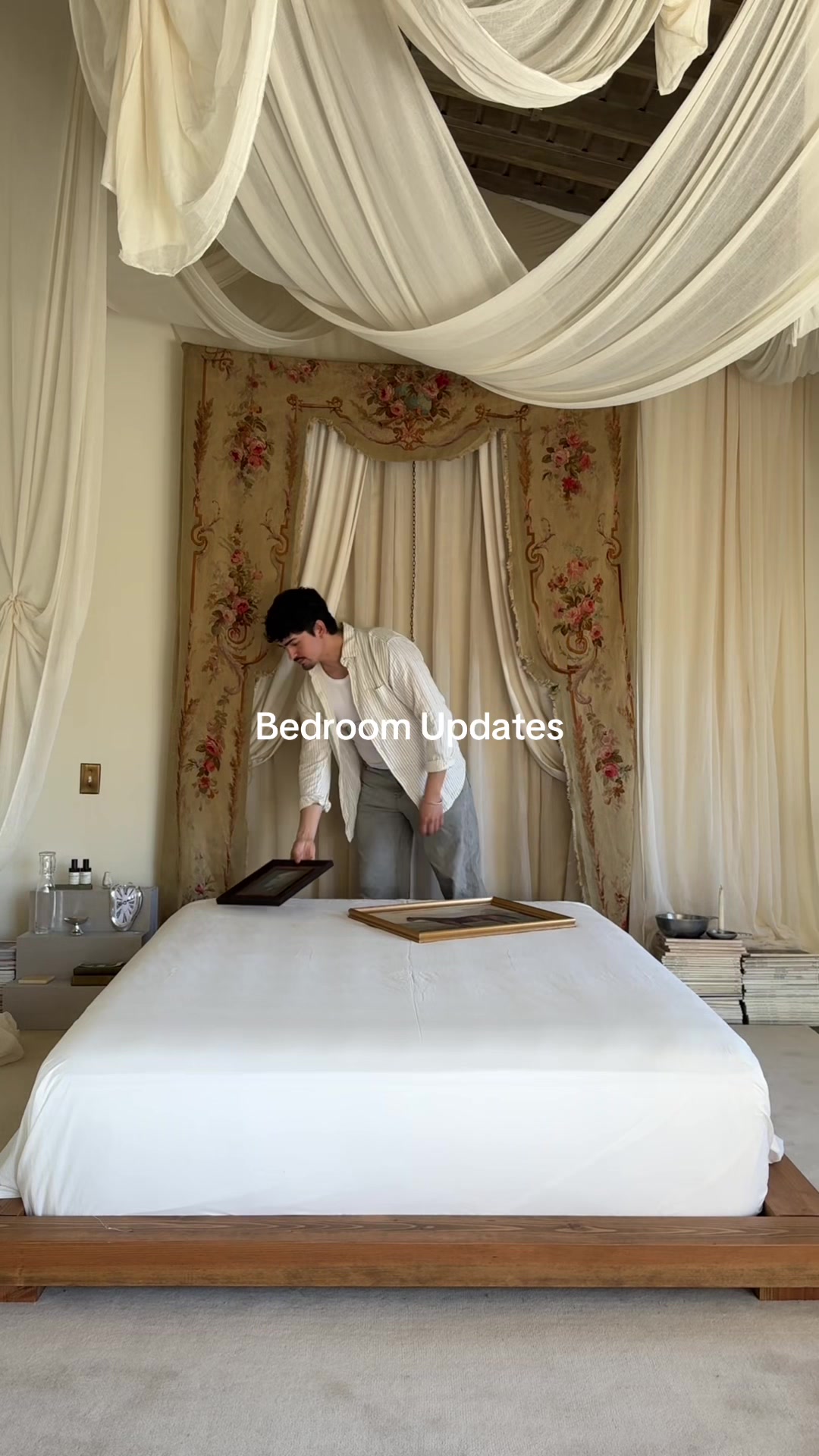 TikTok post by @want.zamora for Anthropologie. Caption reads: [...] details and embroidery in my home....