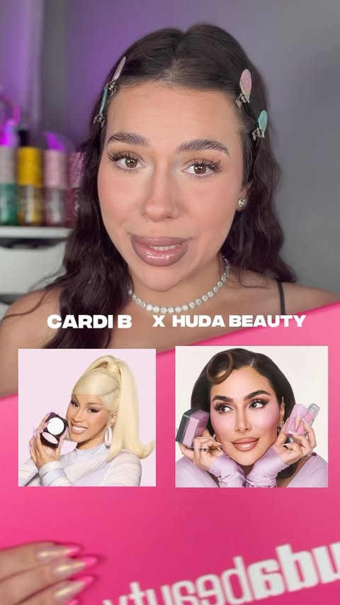 Instagram post by @martaaniemczak for HUDA BEAUTY. Caption reads: [...] 🤯 Najnowsza kolekcja @iamcardib x....