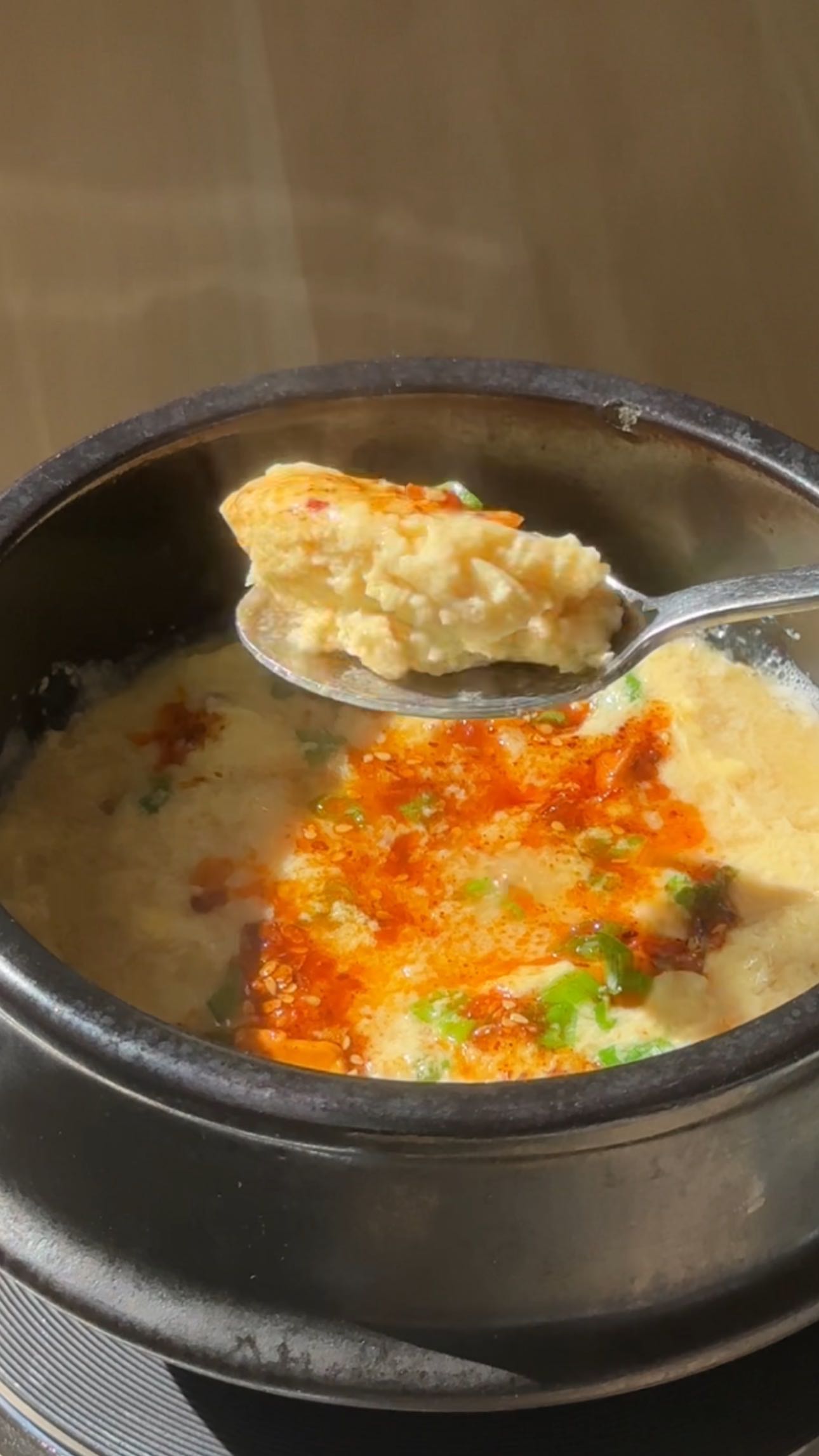 Instagram post by @ricezhangg for Hungryroot. Caption reads: Easy Korean Steamed Egg Microwave Recipe....