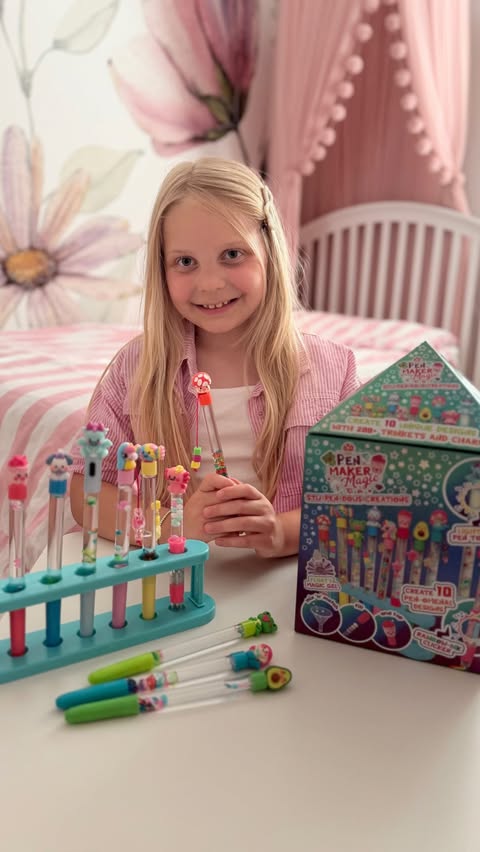 Instagram post by @erin.grace.b for The Entertainer Toys. Caption reads: AD | Erin just loves her new Pen Maker Magic....