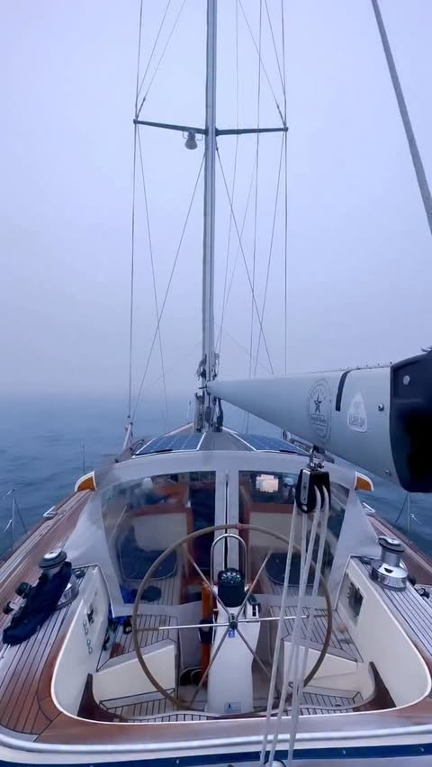 Instagram post by @sailing_ingridmarie for Garmin. Caption reads: November moods. 🌫️
Homebound through dense fog —....