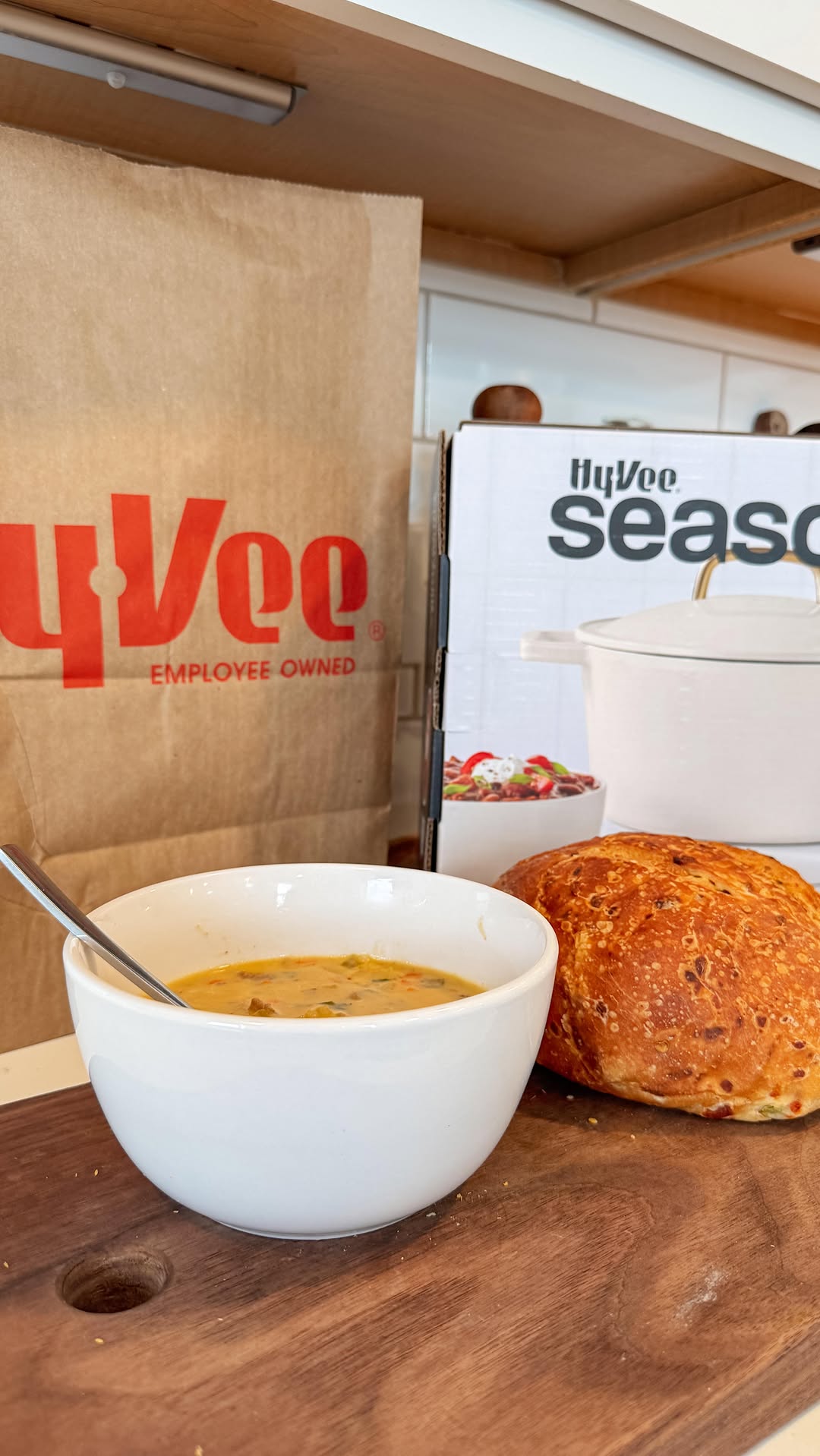Instagram post by @hannahcreimers for Hy-Vee. Caption reads: It’s cozy comfort food season and I’m making my....