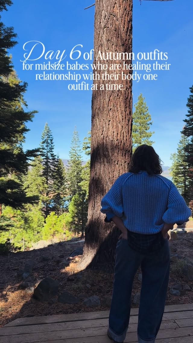 Instagram post by @midsizekimberlyanne for Free People. Caption reads: Day 6 of fall outfits for my midsize girls and....