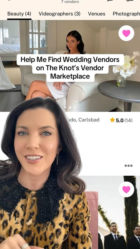 Instagram post by @tashamarieball for The Knot. Caption reads: [...] team of wedding vendors so I turned to....