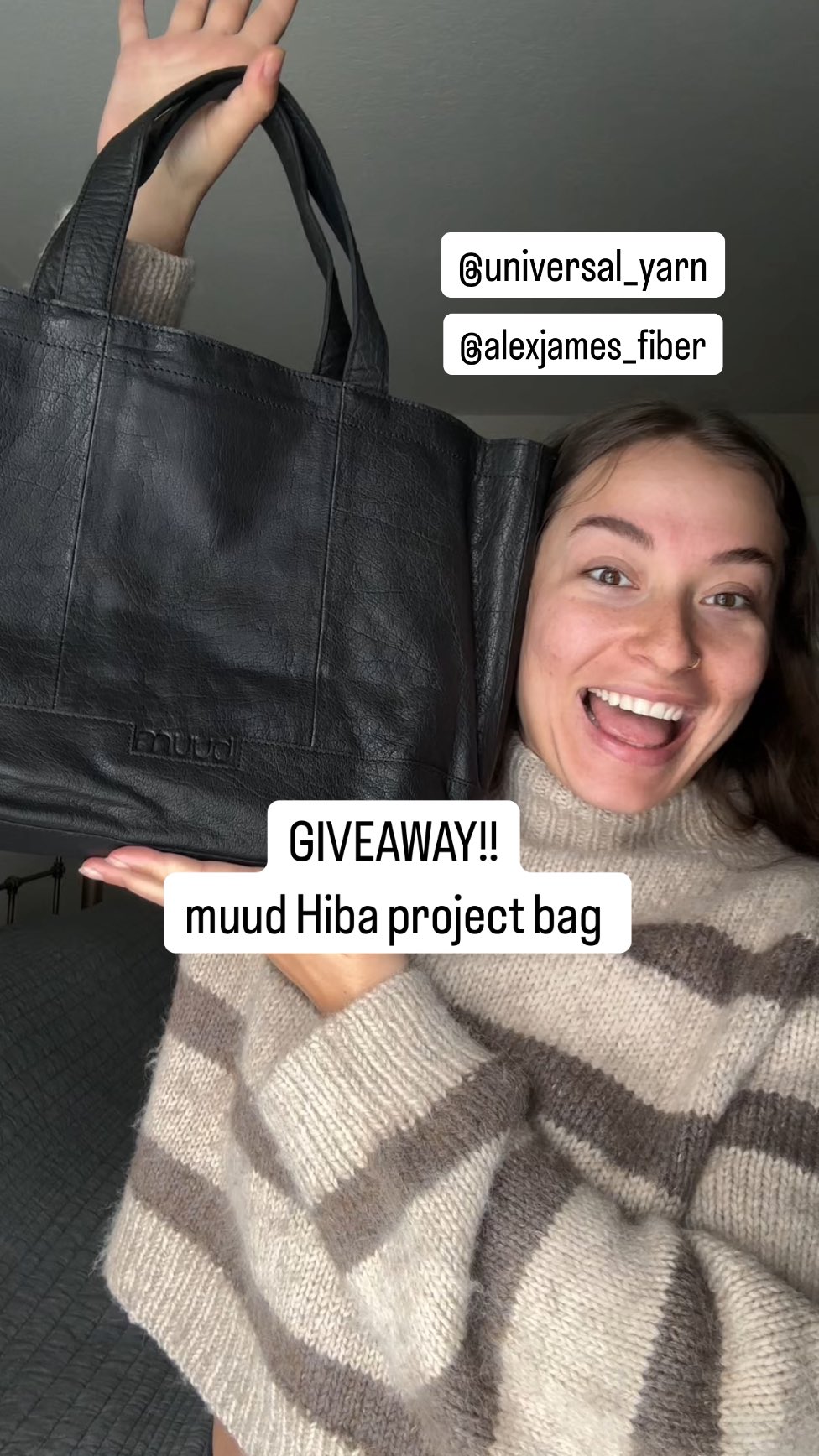 Instagram post by @alexjames_fiber for Universal Yarn. Caption reads: [...] is now closed ❤️ #ad | Giveaway!! -....