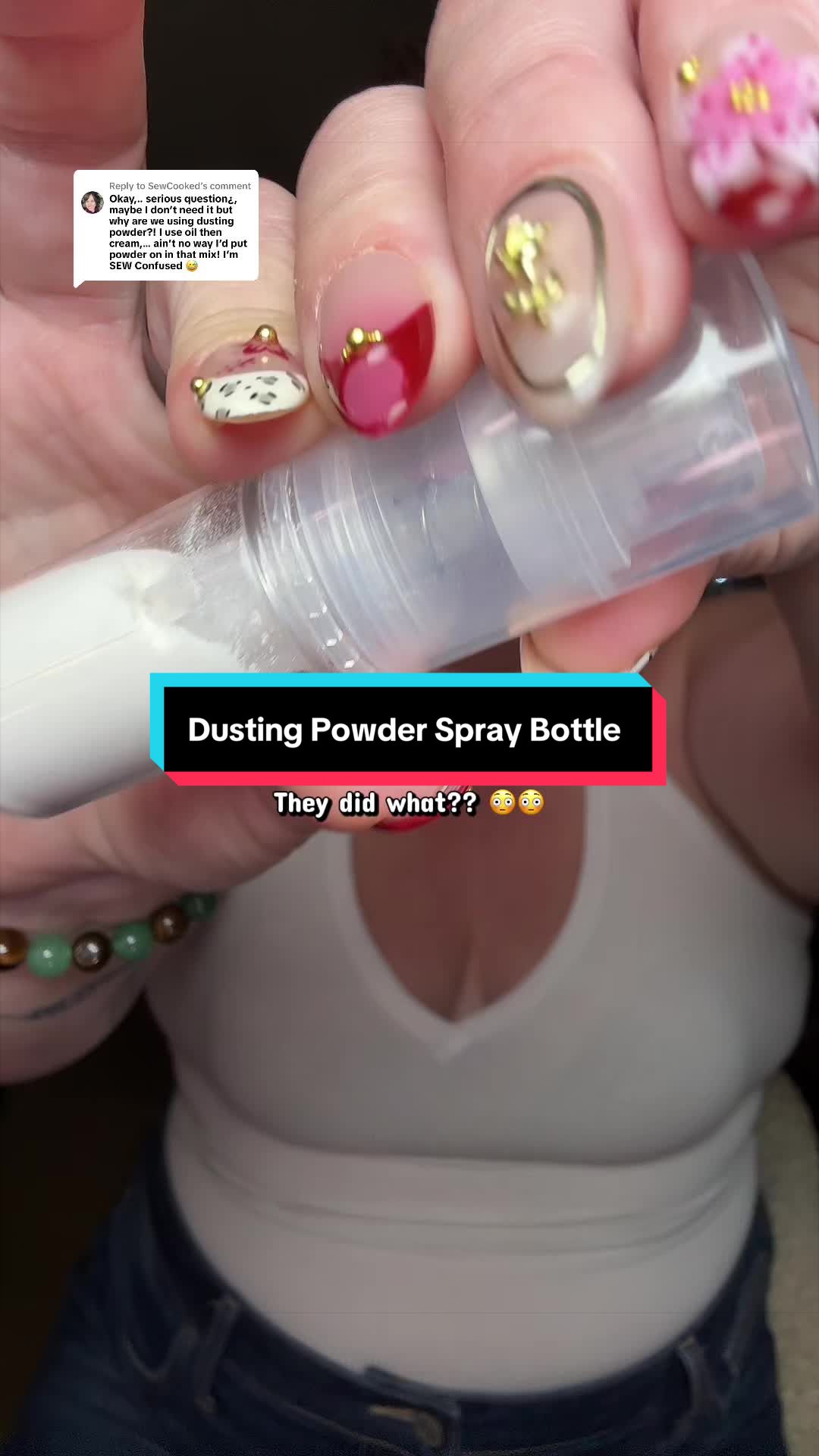 TikTok post by @faceitwithbrittany for JerrBears Company. Caption reads: [...] #dustingpowders #smellgood @jerrbearscompany.