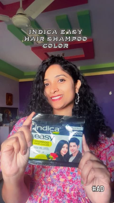 Instagram post by @cutiepie_naaveeksh_and_mom for Indica Hair Color. Caption reads: [...] Color Shampoo, Easy Hair Color, Indica Hair....