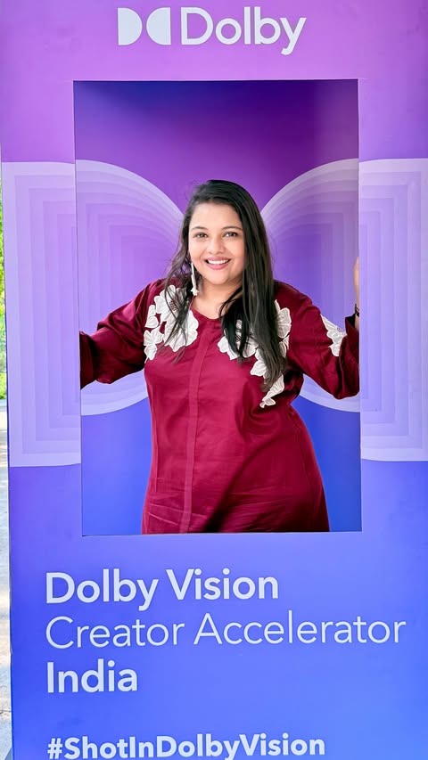 Instagram post by @lav.ayu for Dolby. Caption reads: Life looks better in Dolby Vision. 🌈✨ Duniya sirf....