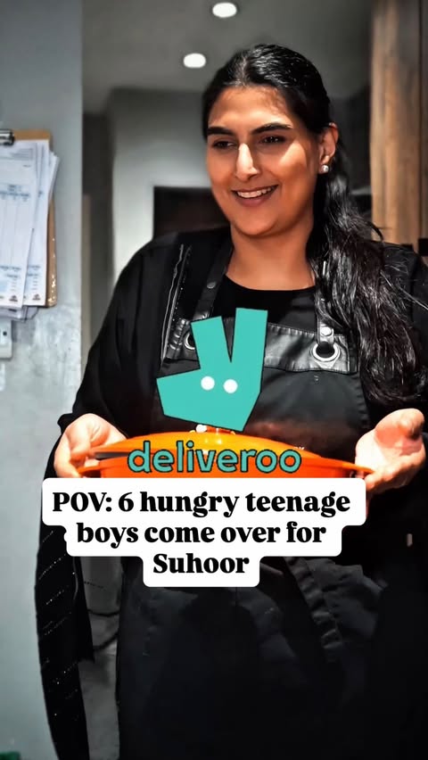Instagram post by @savouriesbysara for Deliveroo. Caption reads: POV: Last minute suhoor invite! @deliveroo saved....