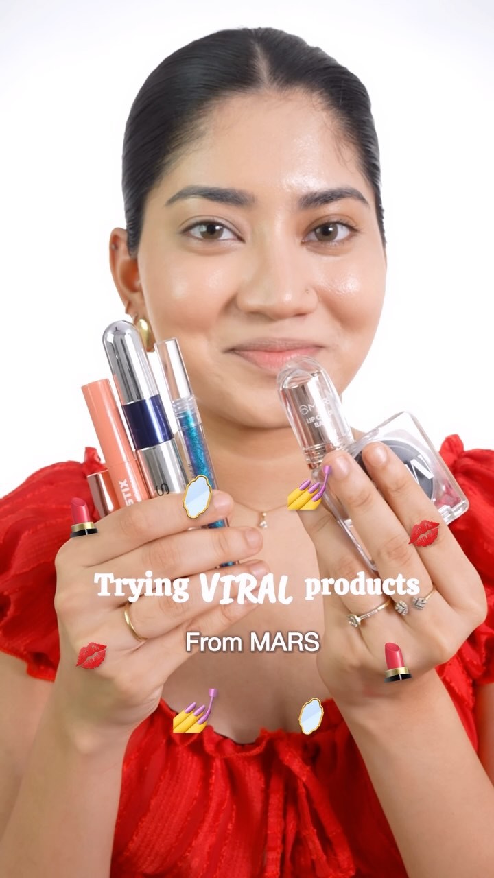 Instagram post by @theriaamin for MARS Cosmetics. Caption reads: Trying most Viral products from Mars 💅💄

Loved....