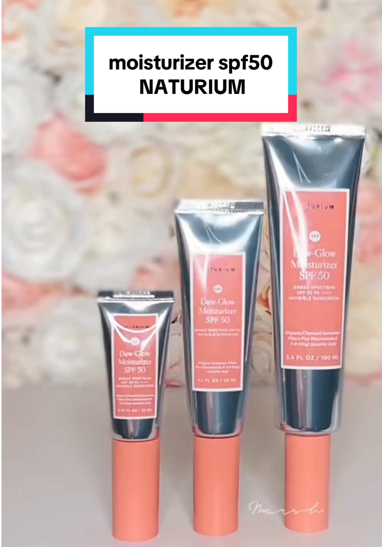 TikTok post by @poshlife40 for Naturium. Caption reads: [...] moisturizer + SFP50 from @Naturium . My dry....