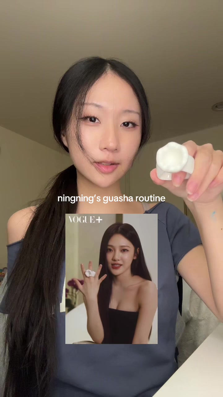 TikTok post by @erinyjc for HEMEKO. Caption reads: [...] gua sha and HAUA bionymph serum from @HEMEKO....