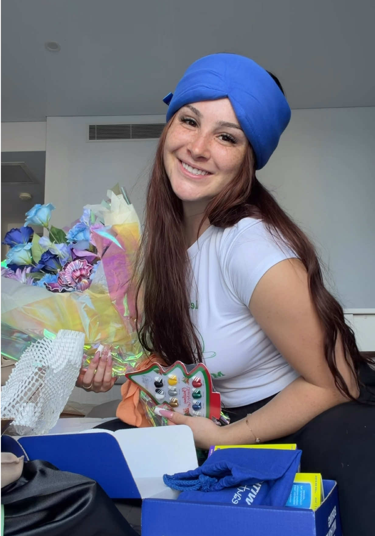 TikTok post by @vanessa_knighttt for Sally Hansen. Caption reads: pr unboxing 📦 thank you to all the brands that....