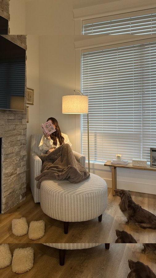 Instagram post by @baileymarshall for The Brick. Caption reads: Come set up my dreamy new reading nook with me!....