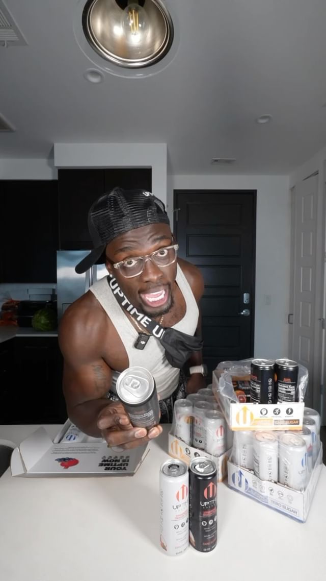 Instagram post by @iamsaintju for UPTIME Energy. Caption reads: MY UPTIME IS NOW!!! 🤩 How energy should feel🔋 ....